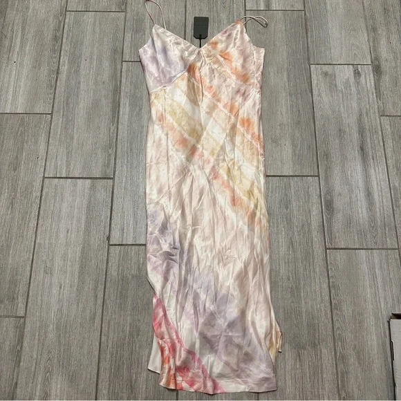 Allsaints Melody Marea Silk Blend Slip Dress in Rainbow Pink US 8 $299 - Picture 2 of 2
